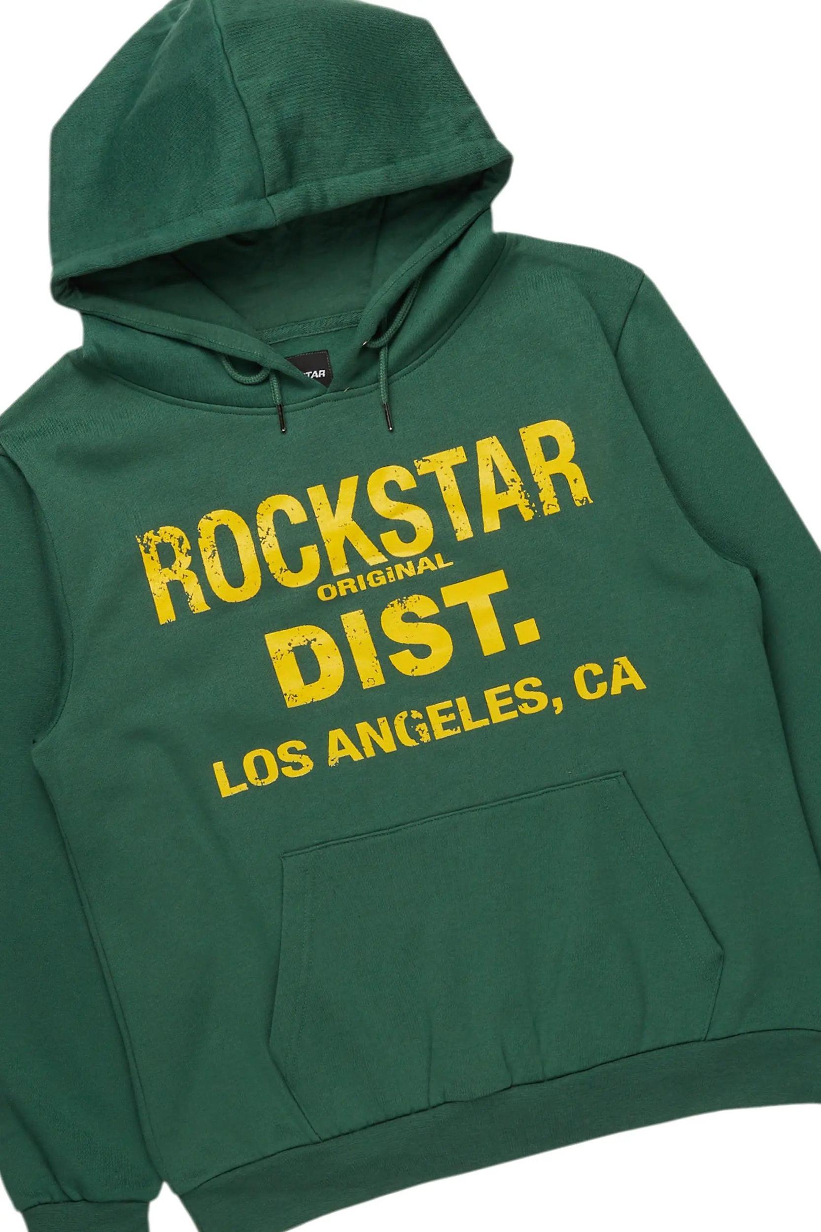 Lake Green/Yellow Hoodie/Stacked Flare Track Pant Set Male Product Image