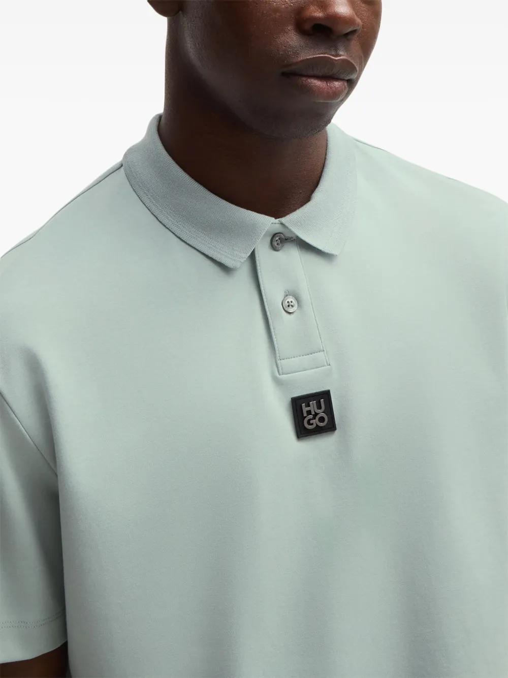 HUGO BOSS Interlock-cotton Polo Shirt With Stacked Logo In Light Grey Product Image