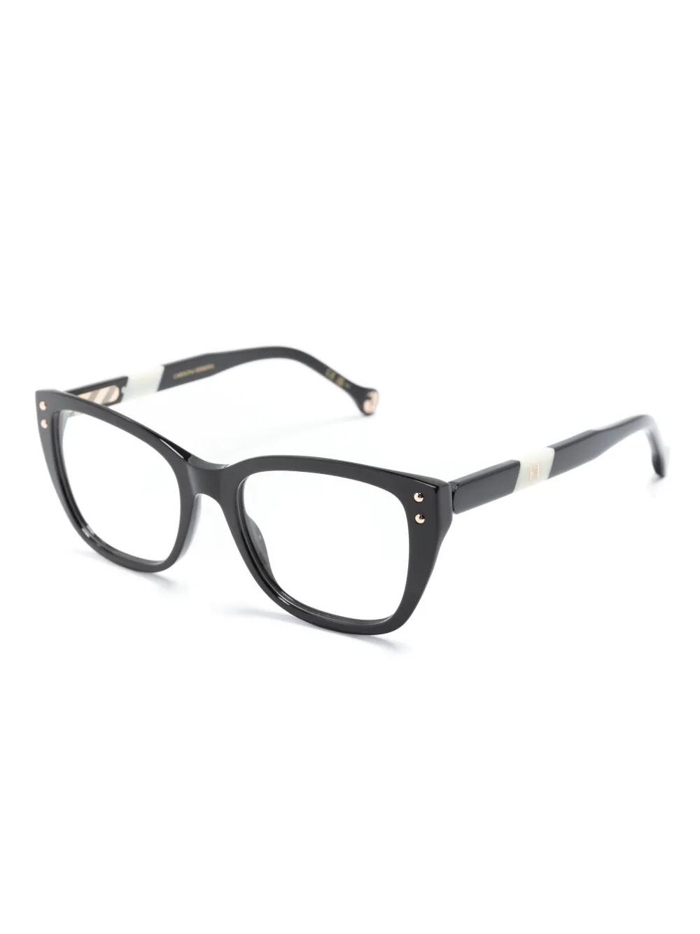 CAROLINA HERRERA Logo-lettering Square-frame Glasses In Black Product Image