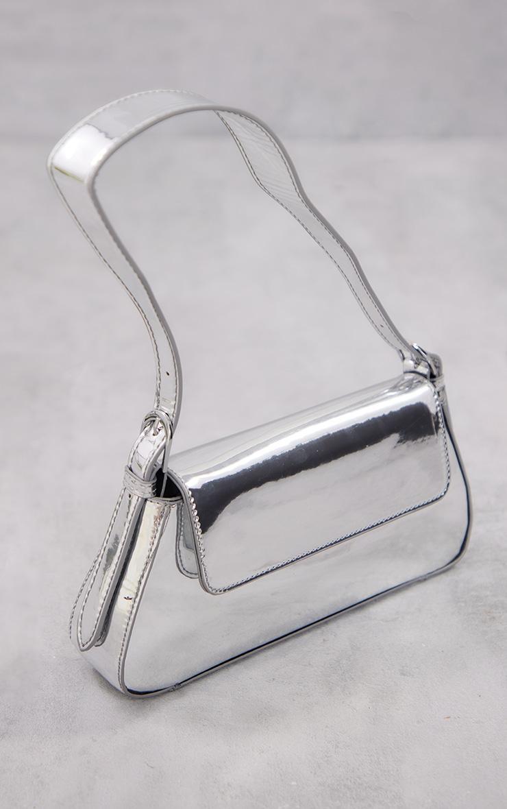 Silver Metallic Trapeze Shoulder Bag Product Image