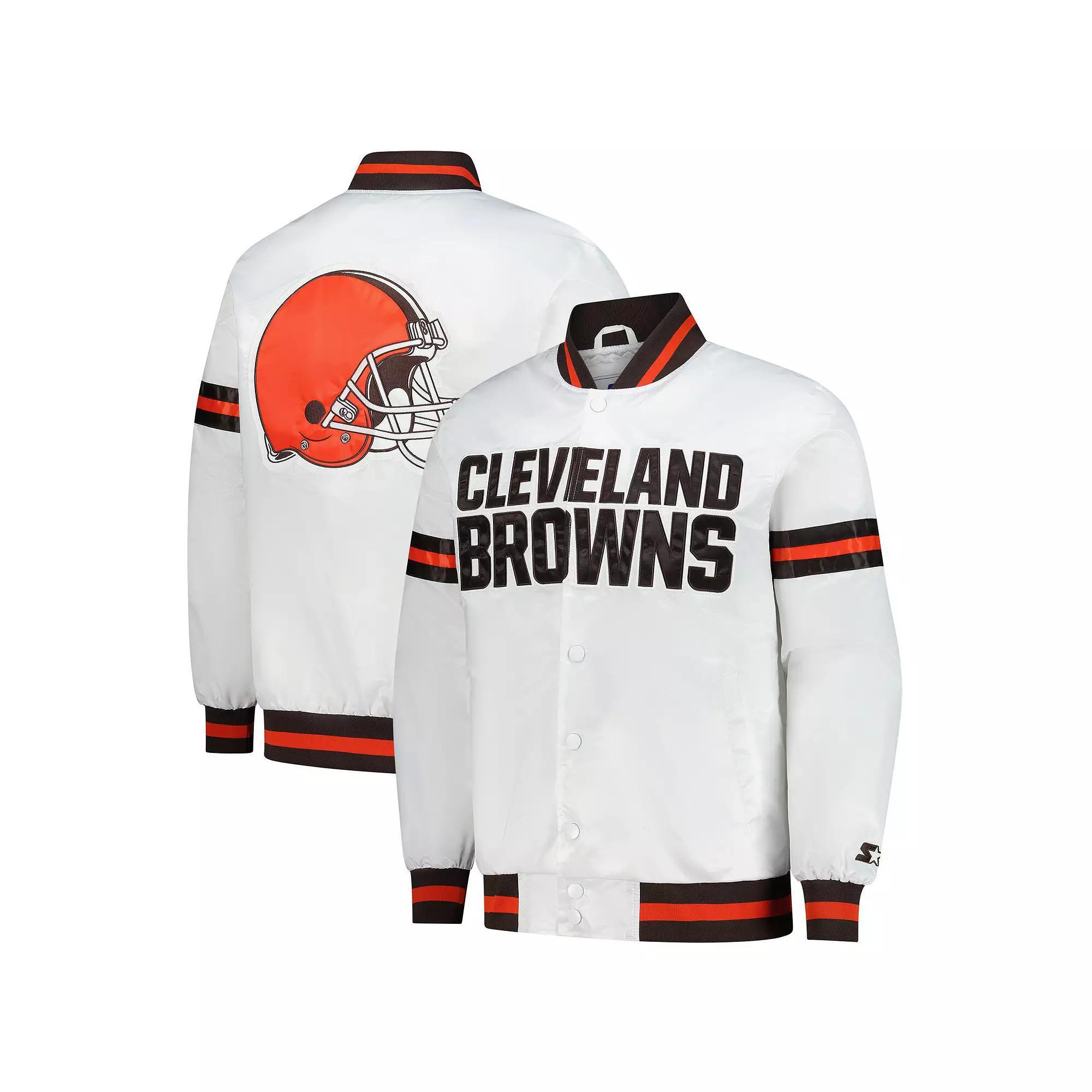 Men's Starter White Cleveland Browns Scout Full-Snap Varsity Jacket,  Product Image