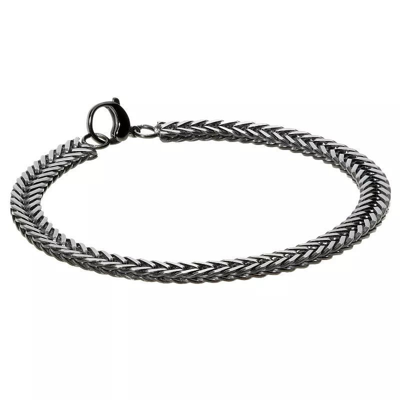 Mens LYNX Ion-Plated Stainless Steel Flat Snake Bracelet Black Tone Product Image