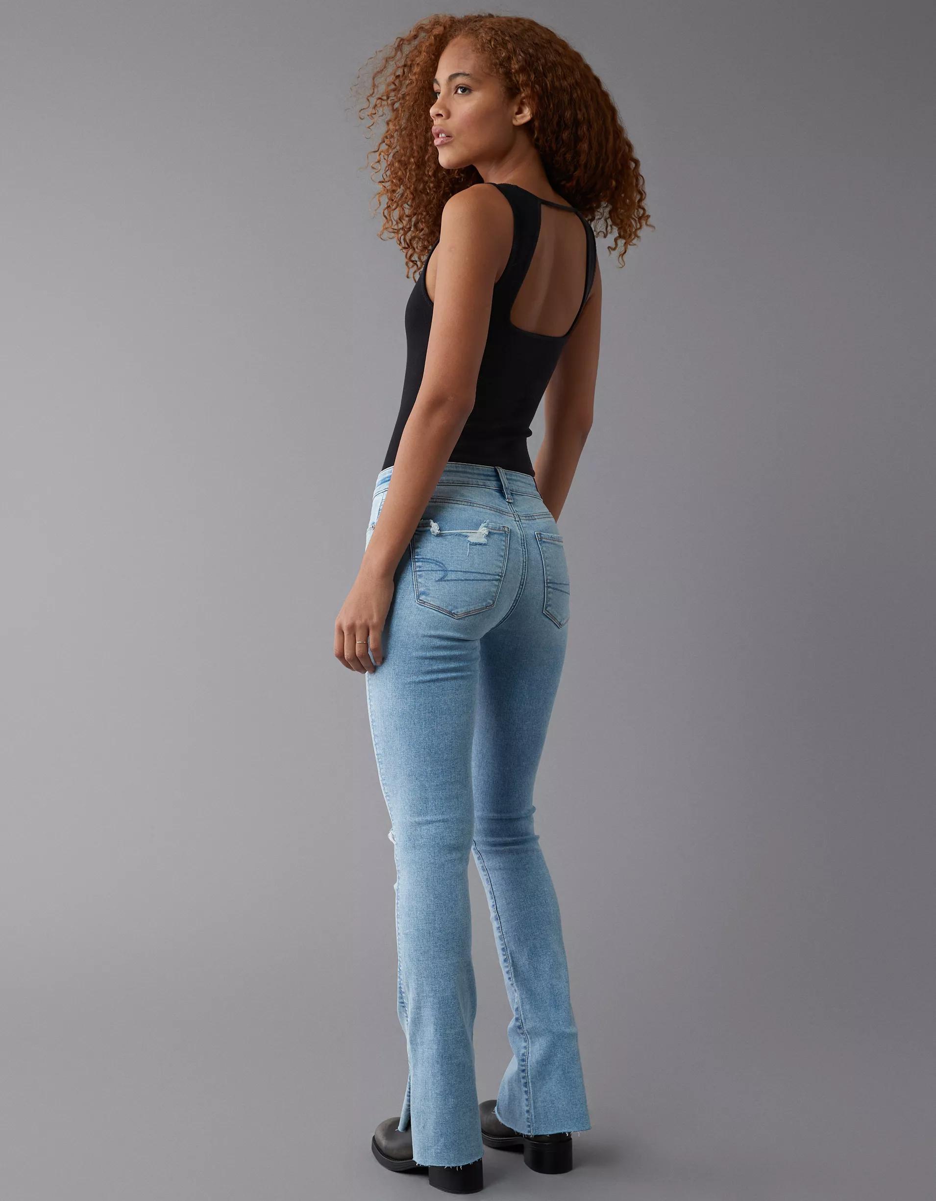 AE Next Level High-Waisted Ripped Skinny Kick Jean Product Image