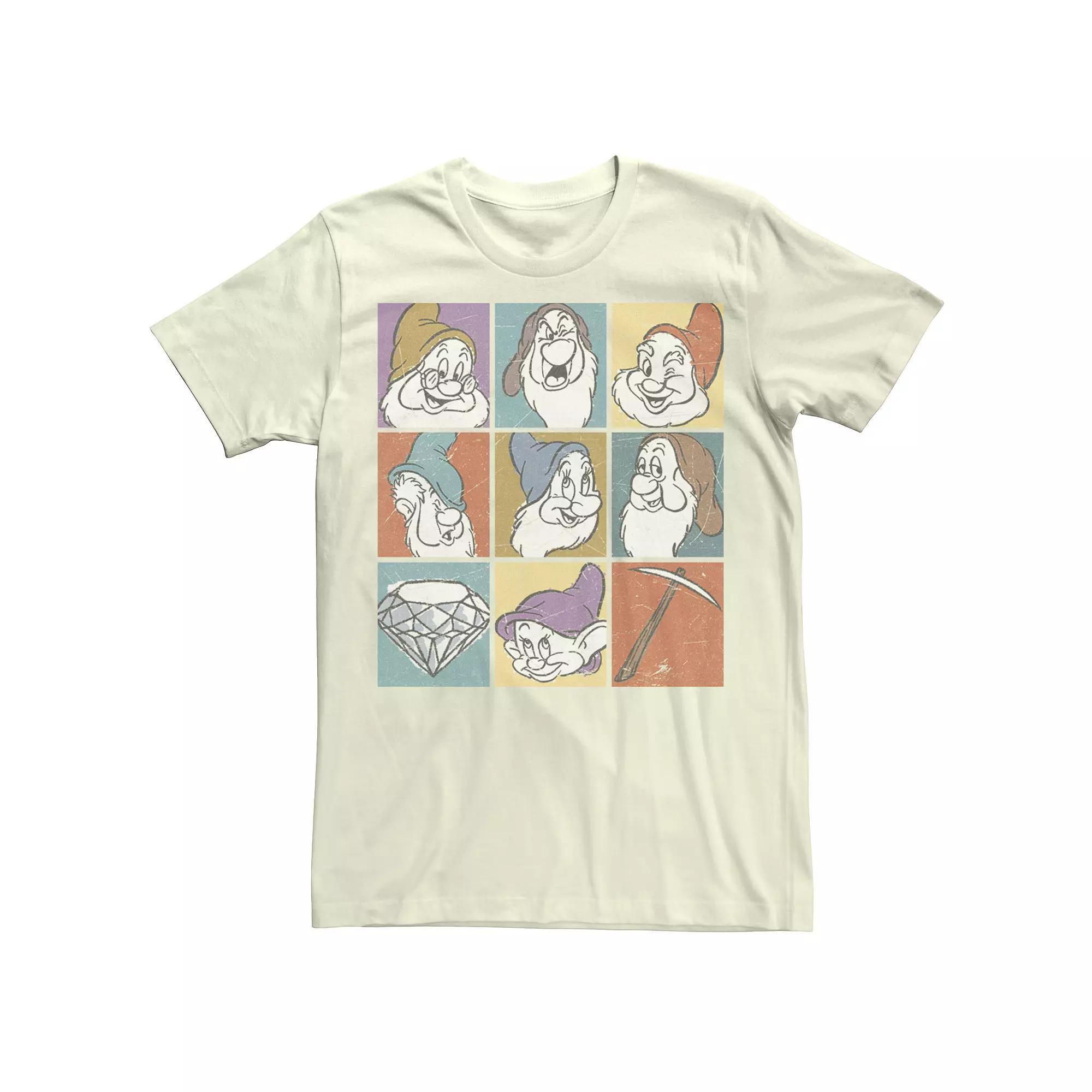 Disney's Snow White Seven Dwarfs Panel Portraits Men's Tee, Size: XL, Natural Product Image