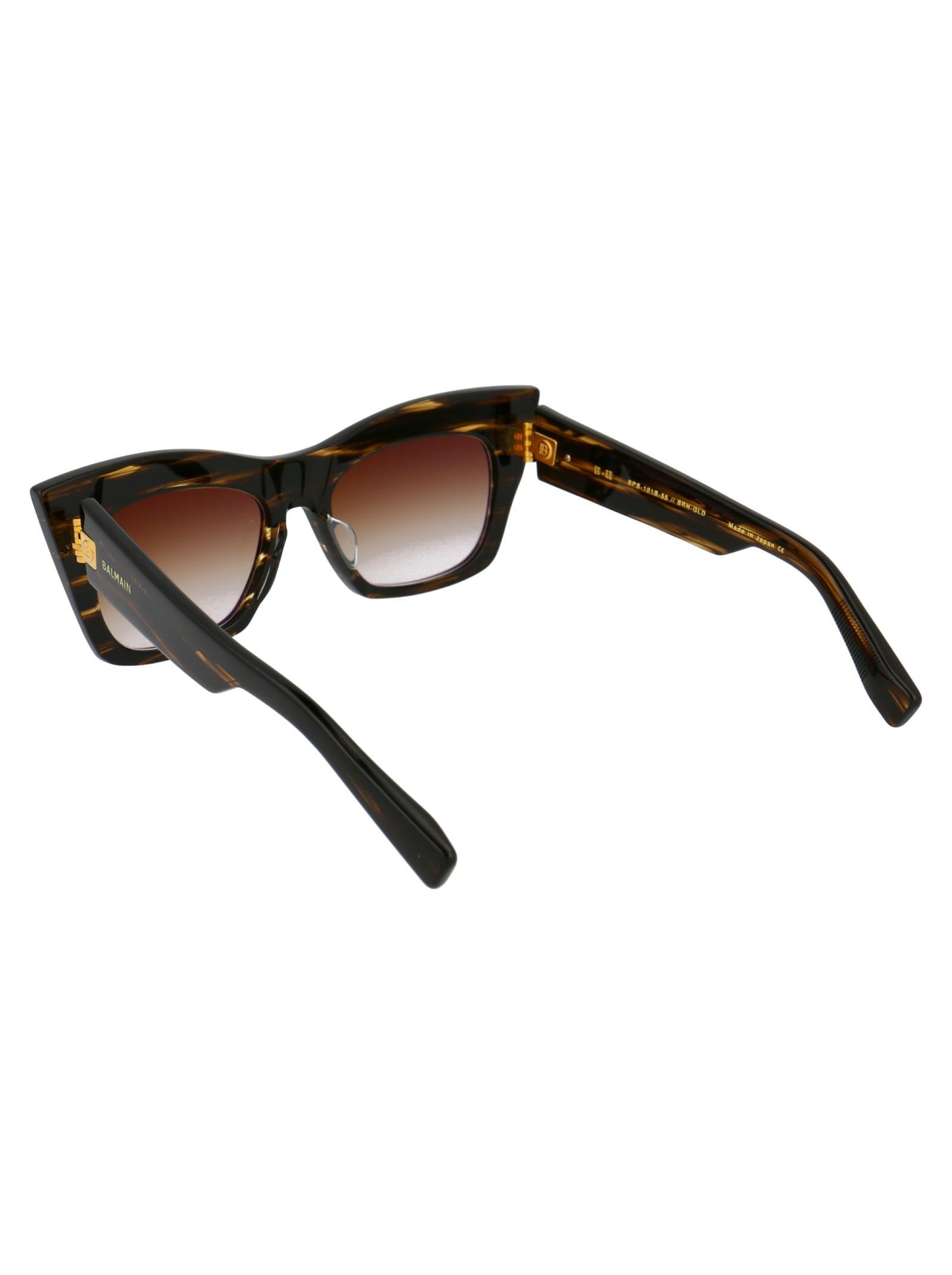 BALMAIN B-ii Sunglasses In Dark Brown Swirl Gold W/dark Brown To Clear Ar Product Image