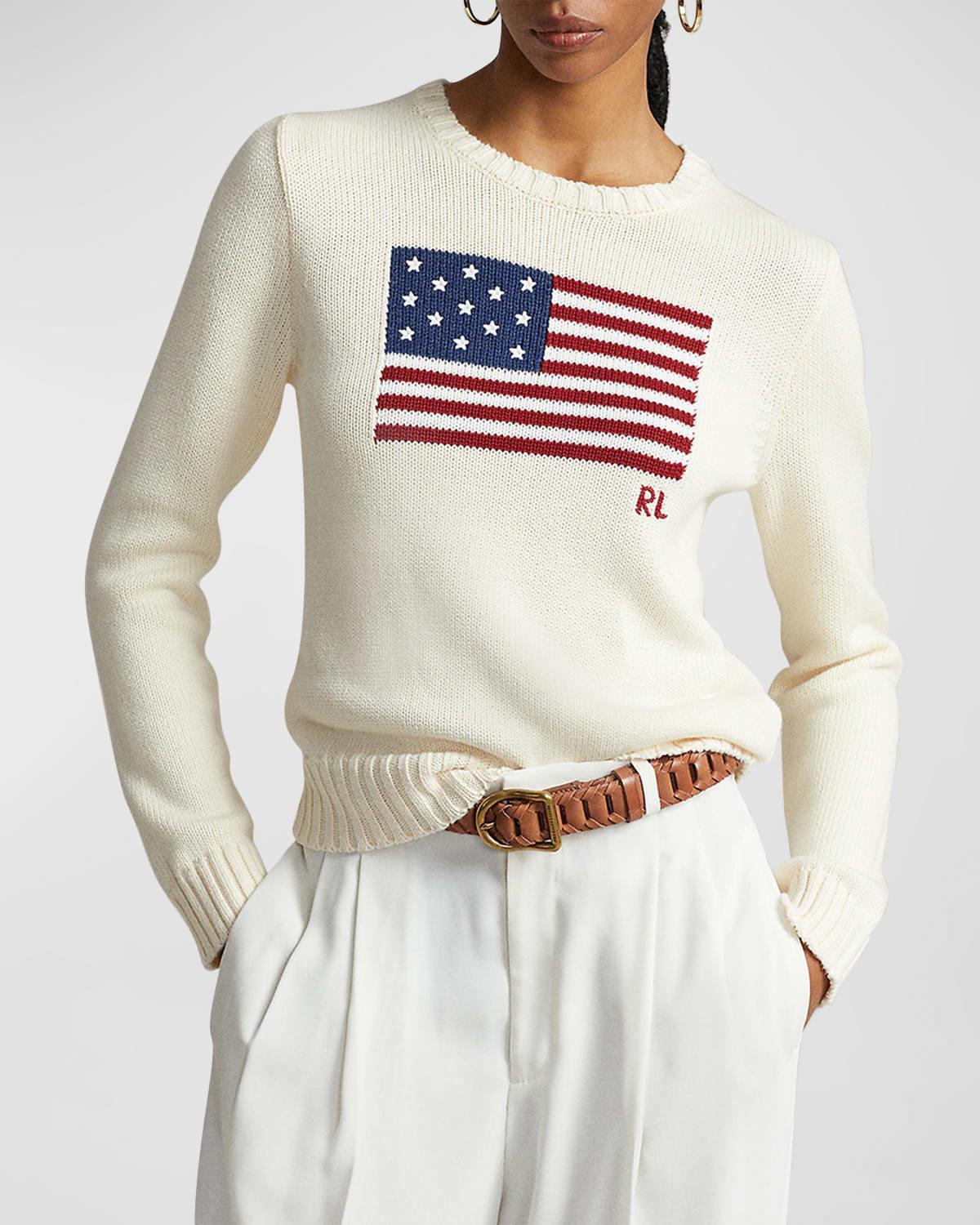 Flag Cotton Crewneck Sweater Product Image