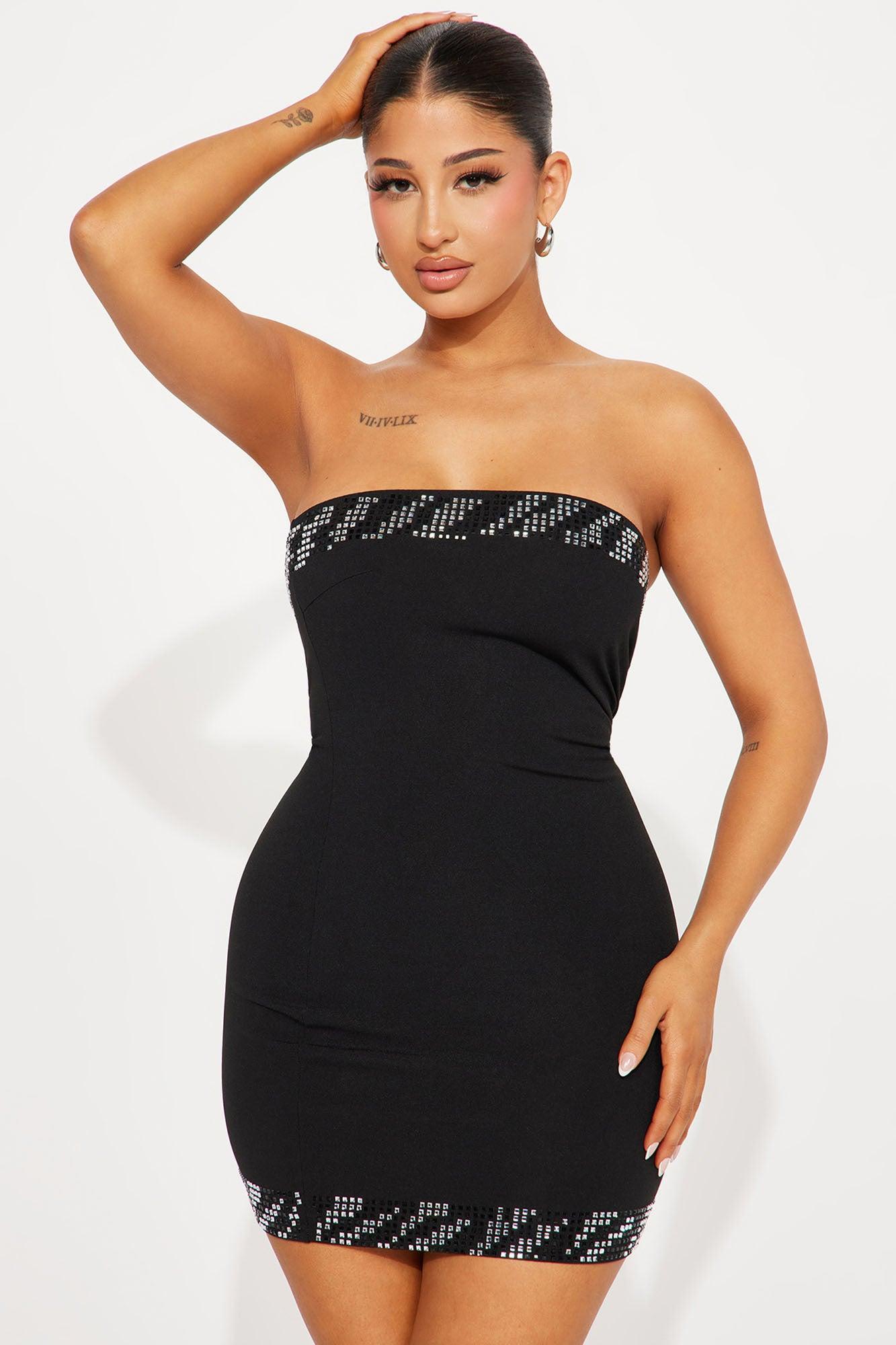 Magical Embellished Mini Dress - Black Product Image