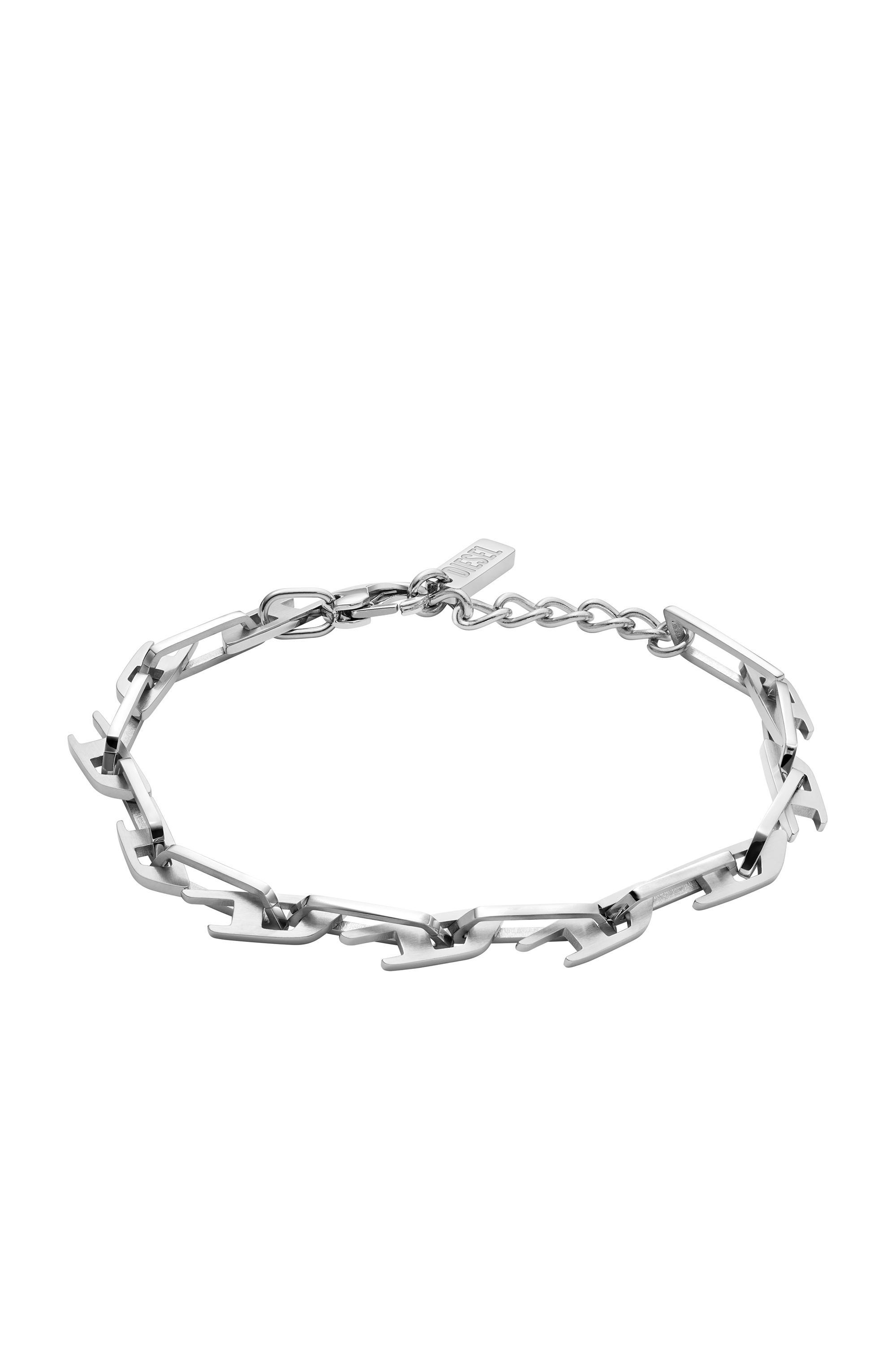 DIESEL Stainless Steel Interlocking D Logo Chain Bracelet In Silver Product Image