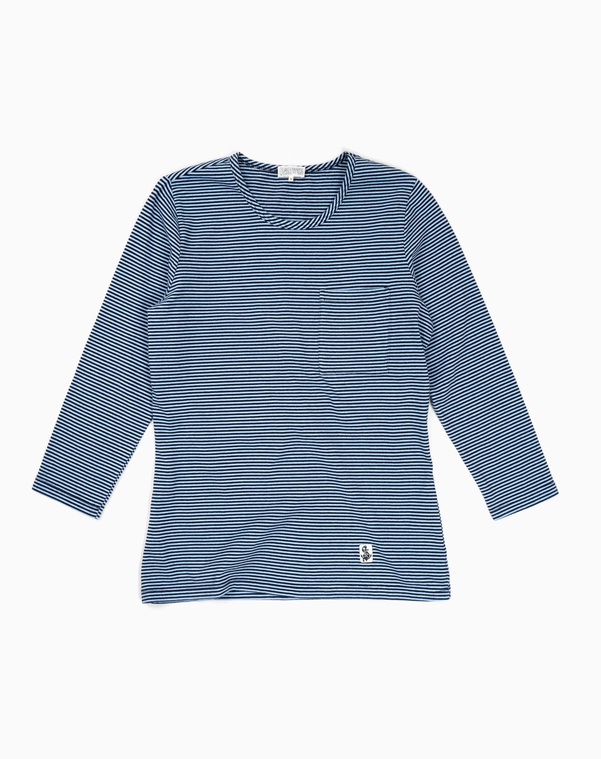 Women's Fine Stripe Crewneck Tee in Navy/Blue Product Image