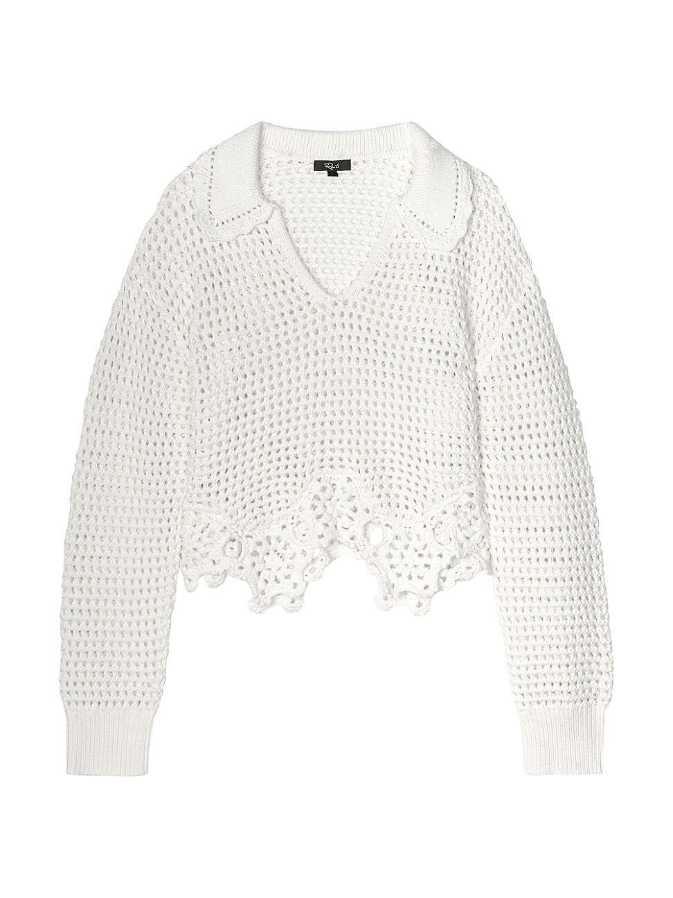 Womens Louise Pointelle Knit Cotton Crop Sweater Product Image