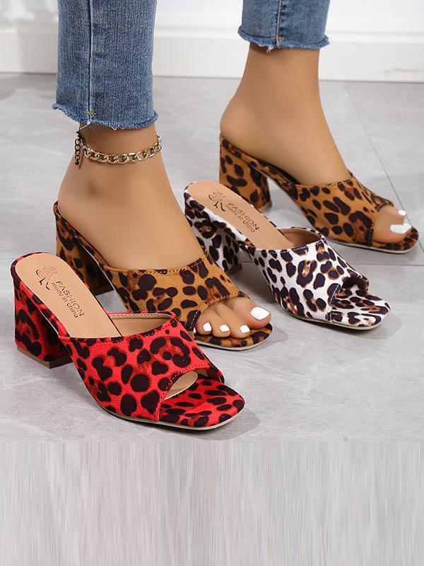 Leopard Open Toe Pumps Sandals Slippers Product Image
