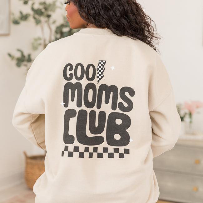 Cool Moms Club Light Tan Oversized Graphic Sweatshirt Product Image