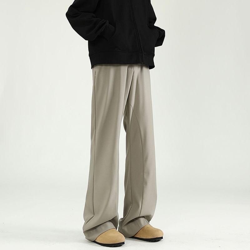 Mid Rise Plain Panel Flared Pants Product Image