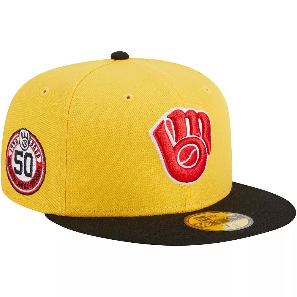 Men's New Era Yellow/Black Milwaukee Brewers Grilled 59FIFTY Fitted Hat, Size: 7 1/8 Product Image