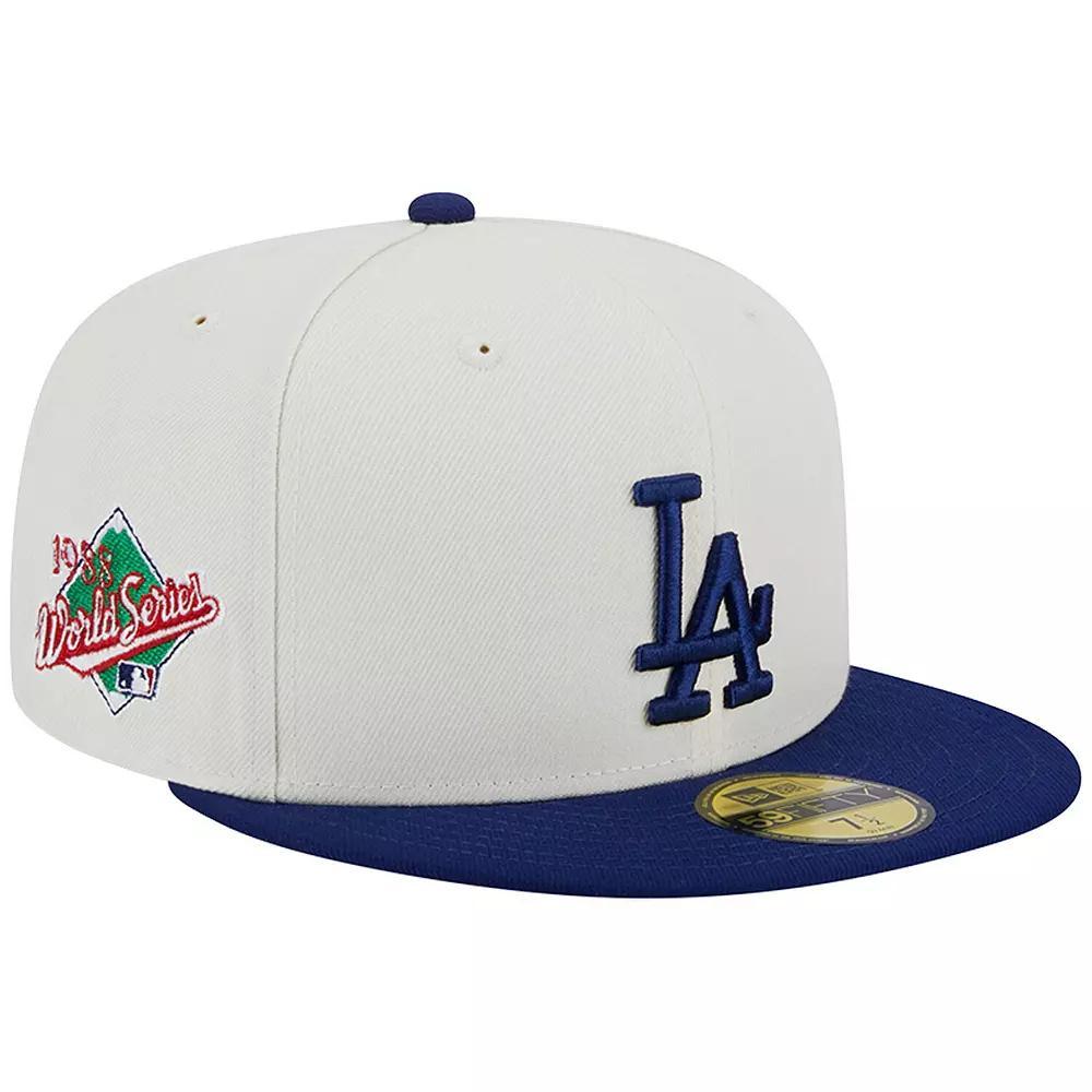 Men's New Era Stone/Royal Los Angeles Dodgers Retro 59FIFTY Fitted Hat,  Product Image