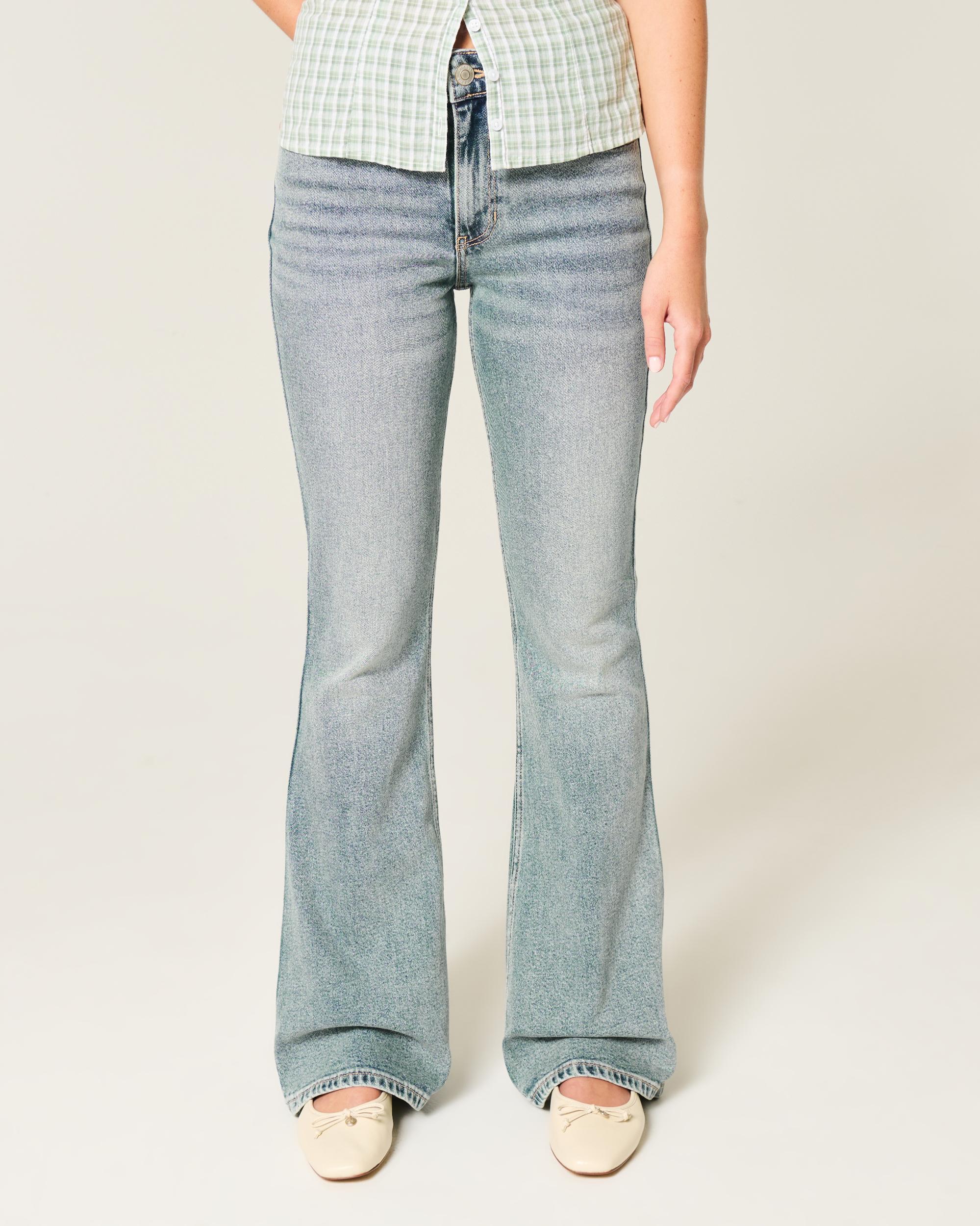 High-Rise Medium Wash Flare Jeans Product Image
