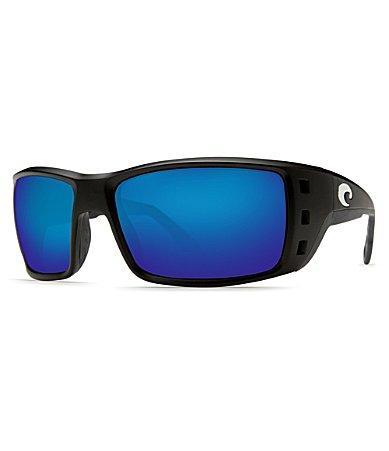 Costa Mens Permit Polarized Rectangle Sunglasses - Matte Black Blue Mirror Product Image