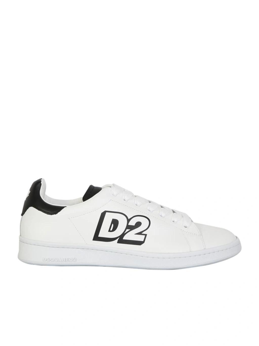 DSQUARED2 Low Lace-up Sneakers With Printed Logo In White Product Image