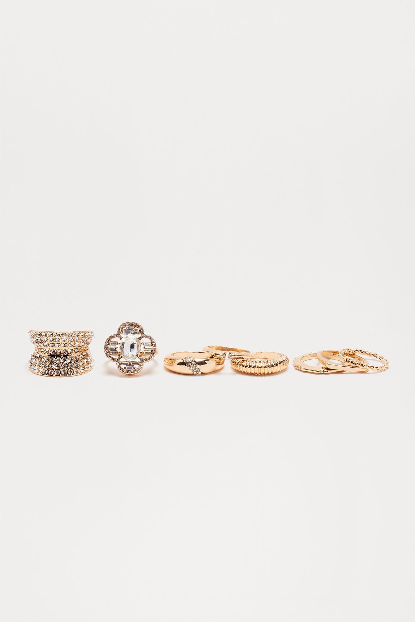 Fine Dining 8 Piece Ring Set - Gold Product Image