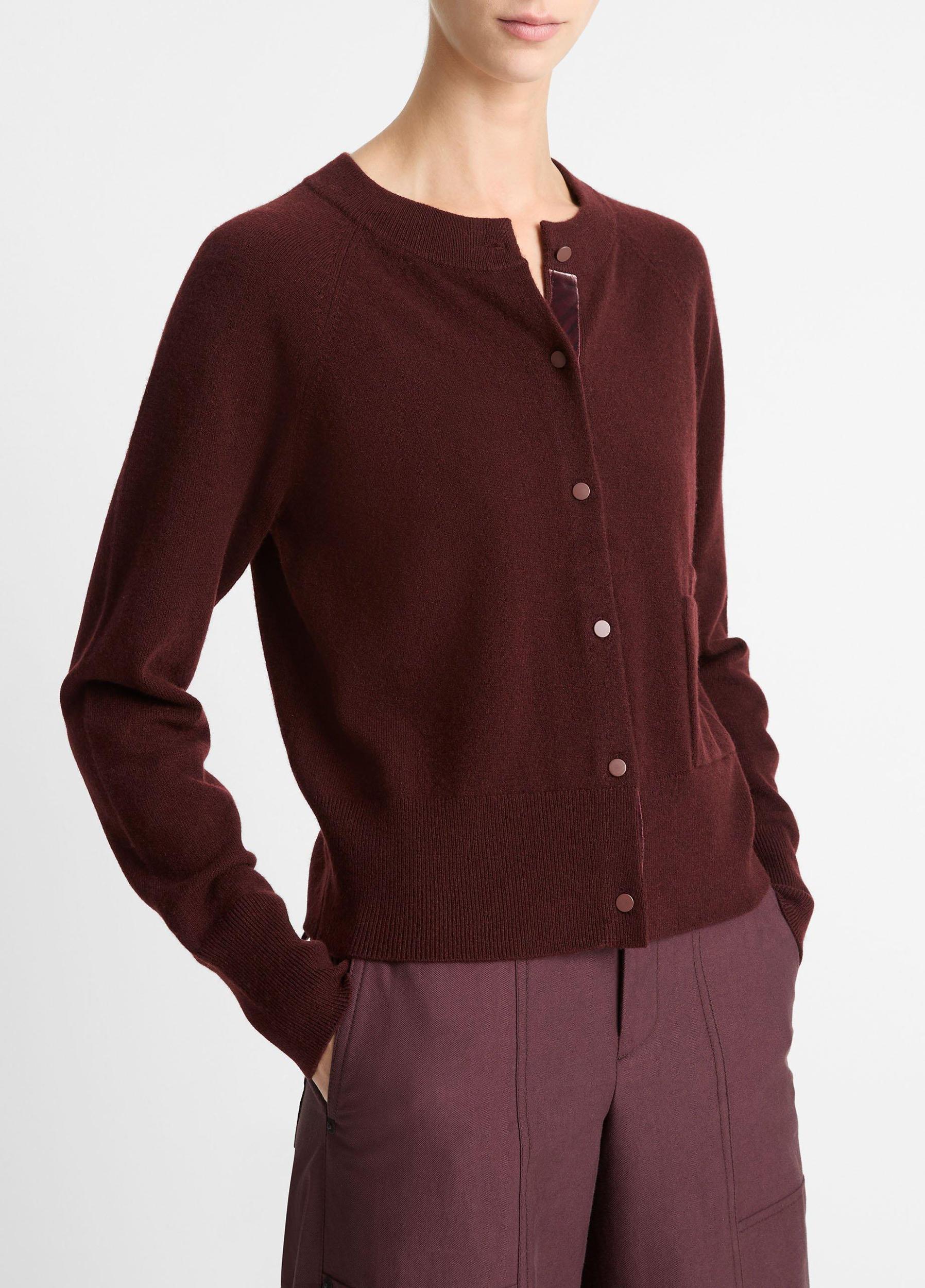 Velvet-Trim Wool-Blend Cardigan Product Image