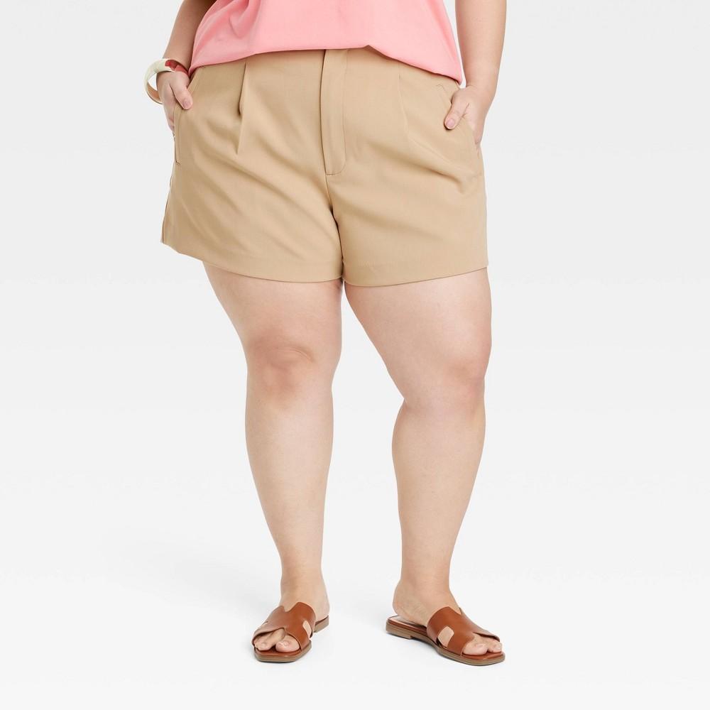 Womens High-Rise Tailored Shorts - A New Day Tan 24 Product Image