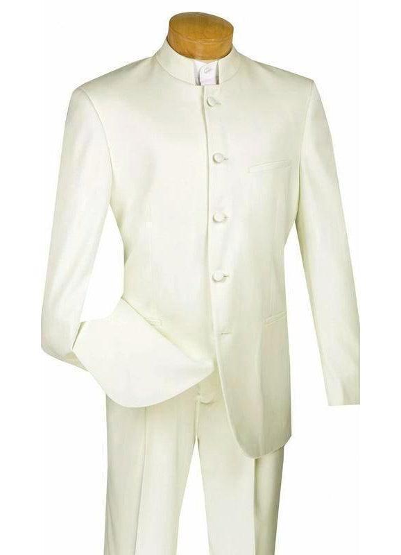 Master Collection - Regular Fit Men's 2 Piece Banded Collar Tuxedo Ivory Male Product Image