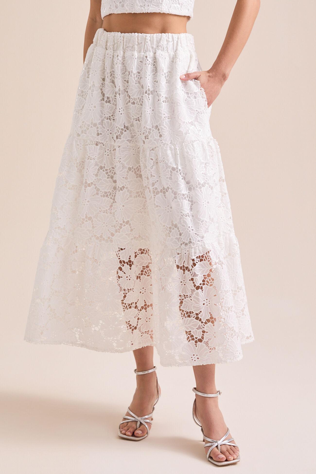 Prew Eyelet Midi Skirt Product Image