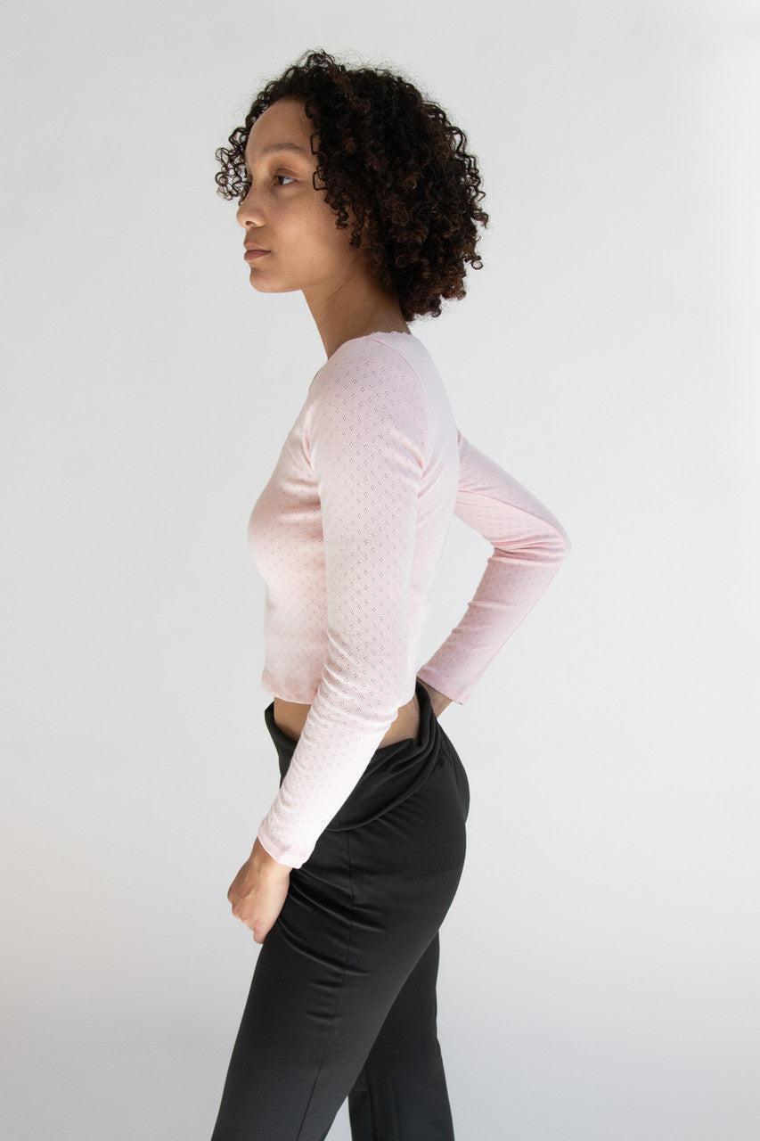Pointelle Long Sleeve With Bow Product Image