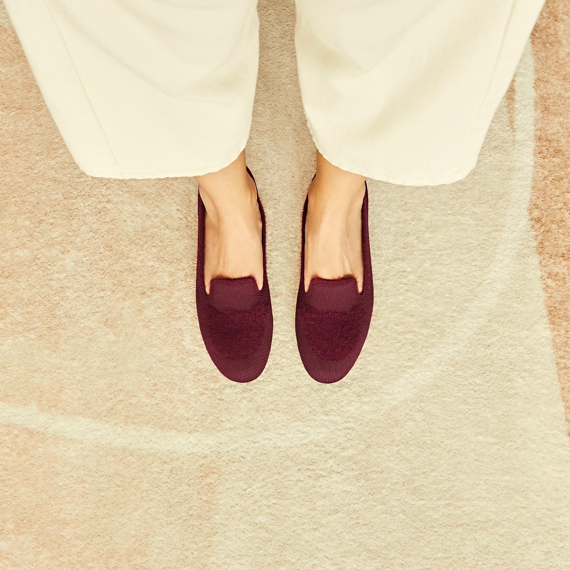 Round-Toe Faux Mink-Knit Loafers Product Image