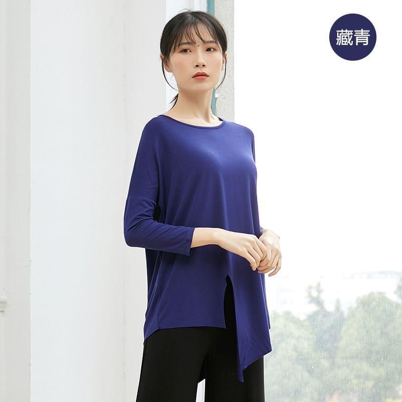 Long-Sleeve Plain Asymmetrical Dance T-Shirt Product Image