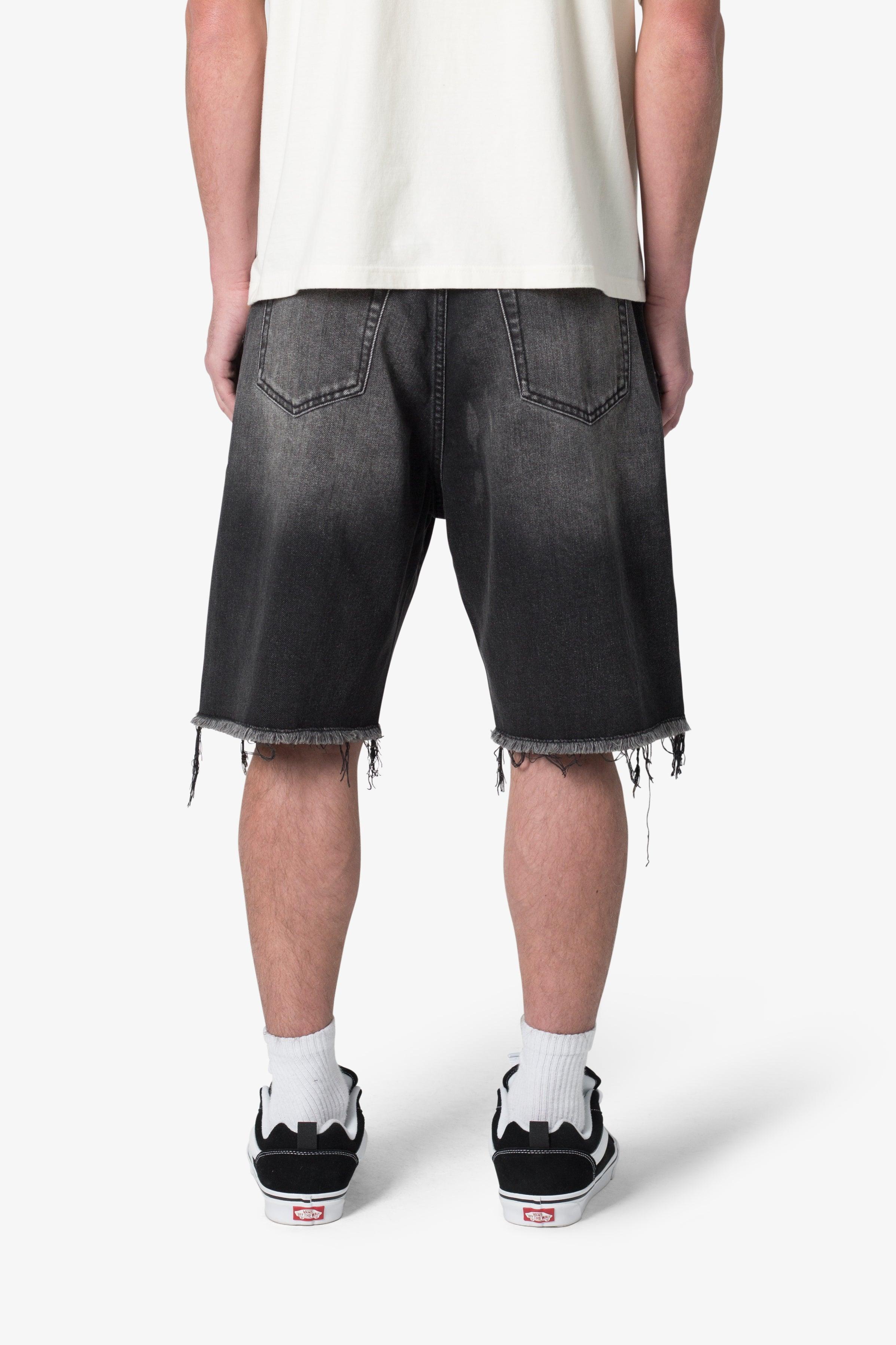 Baggy Rip Denim Shorts - Washed Black Product Image