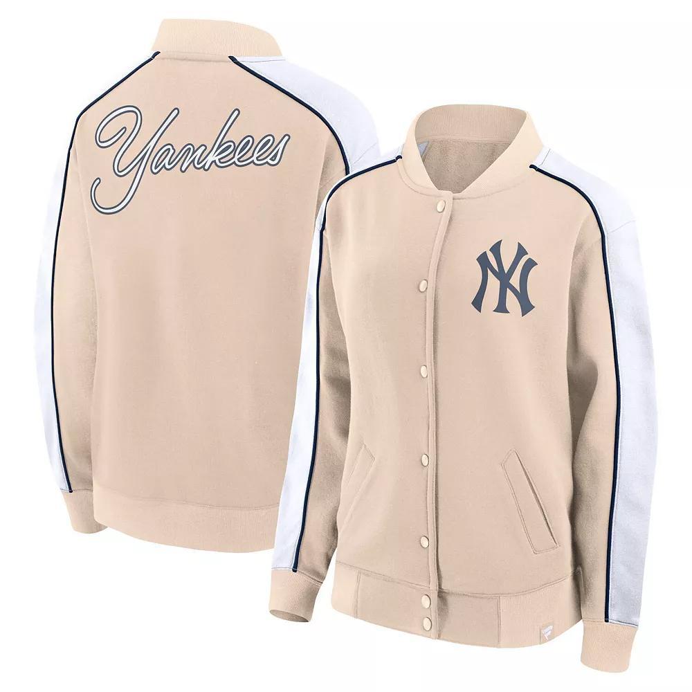 Women's Fanatics Branded Tan New York Yankees Luxe Lounge Full-Snap Jacket, Size: XL, Team Product Image