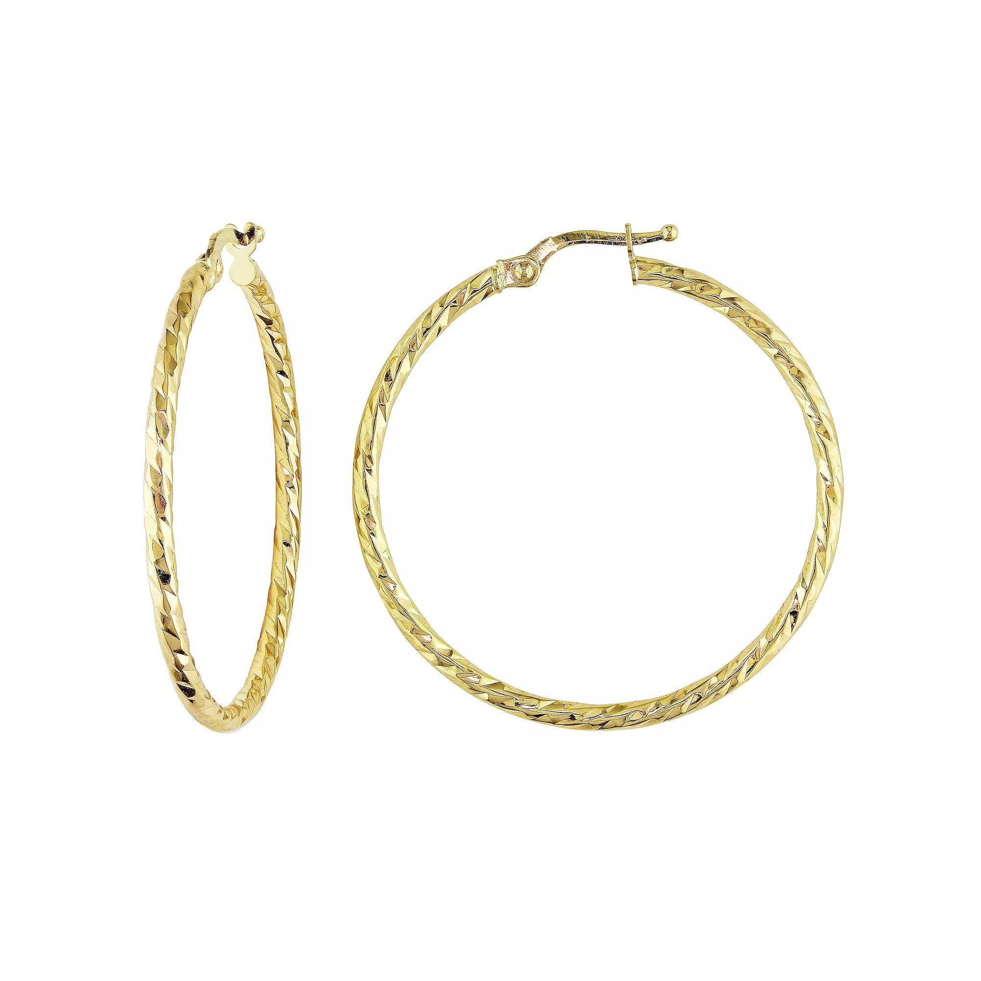 Stella Grace 10k Gold Diamond-Cut Hoop Earrings, Women's Product Image