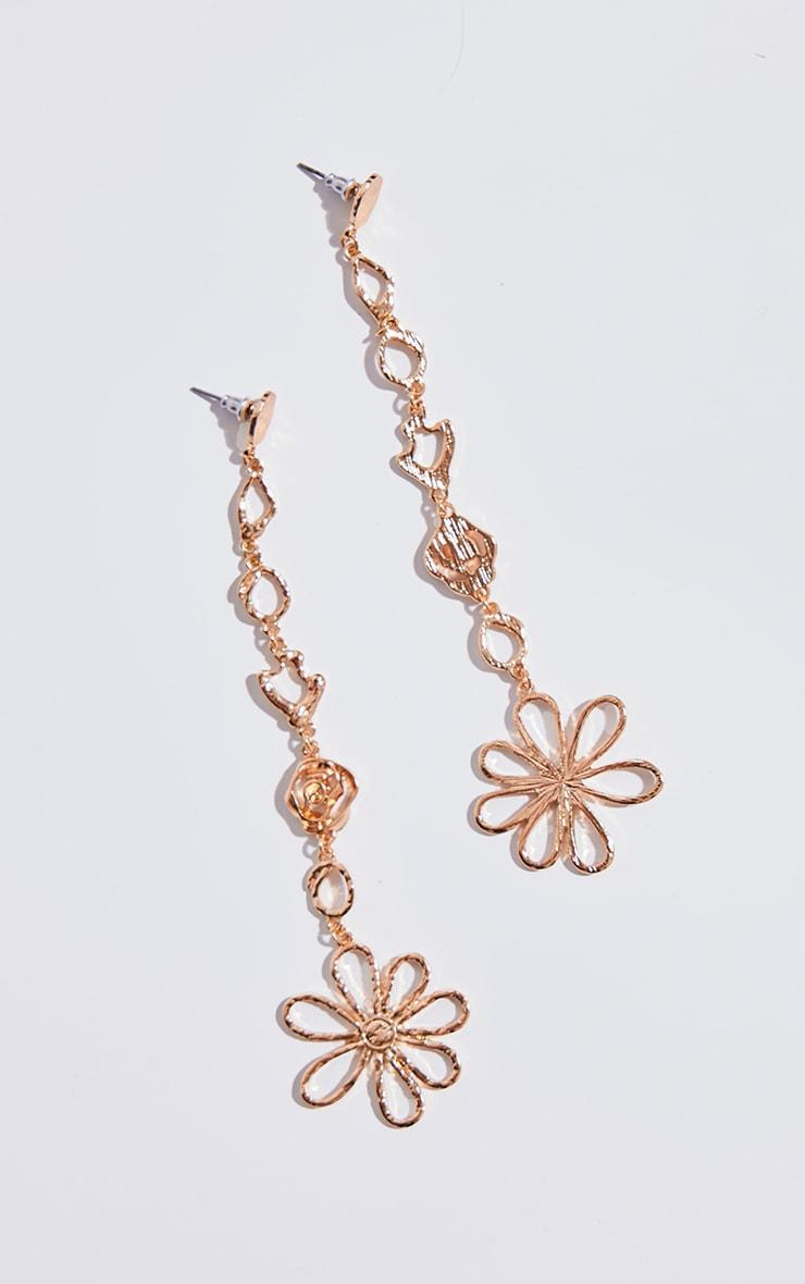 Gold Abstract Daisy Drop Statement Earrings Product Image