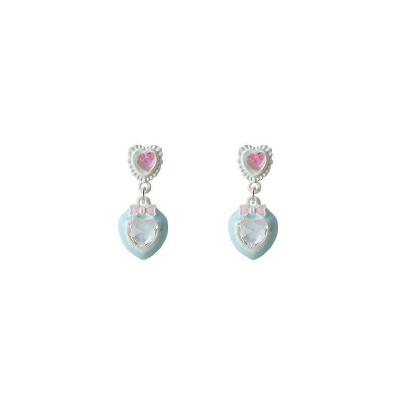 Heart Rhinestone Drop Earring / Clip-On Earring Product Image