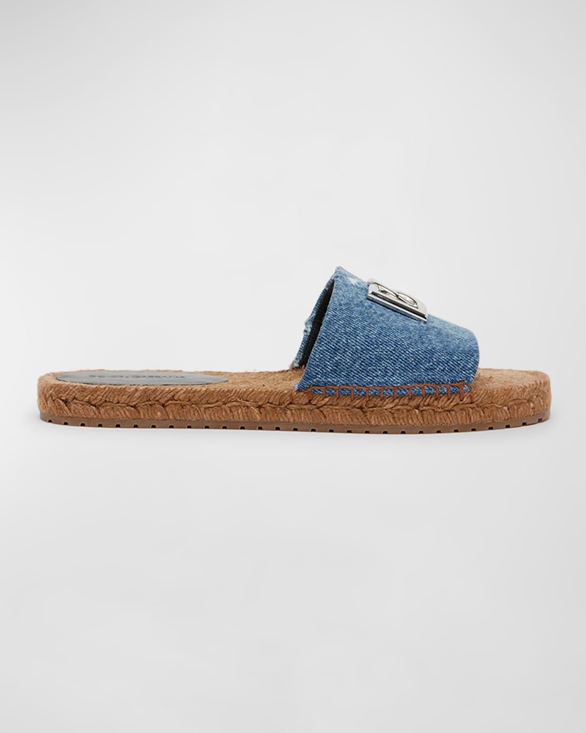 DG Medallion Denim Flat Espadrille Sandals Product Image