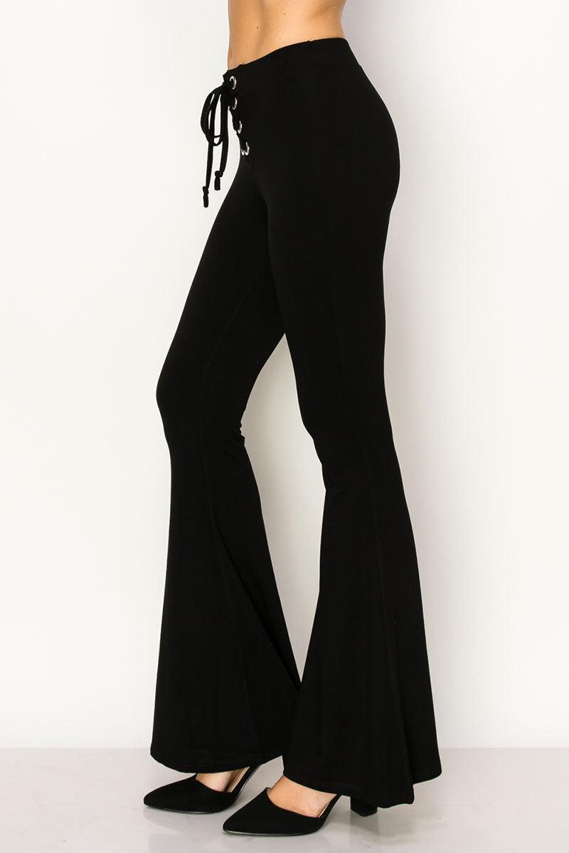 Eyelet Lace Up Flare Pants Product Image