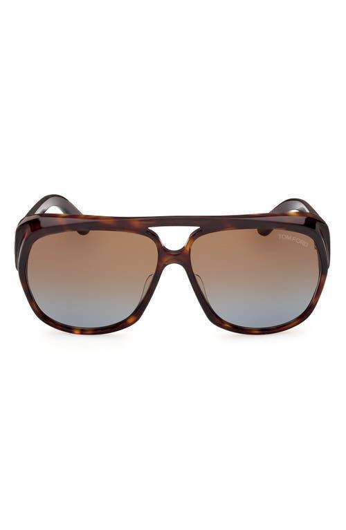 TOM FORD Jayden 61mm Pilot Sunglasses In Havana Eco/brown Light Blue Product Image