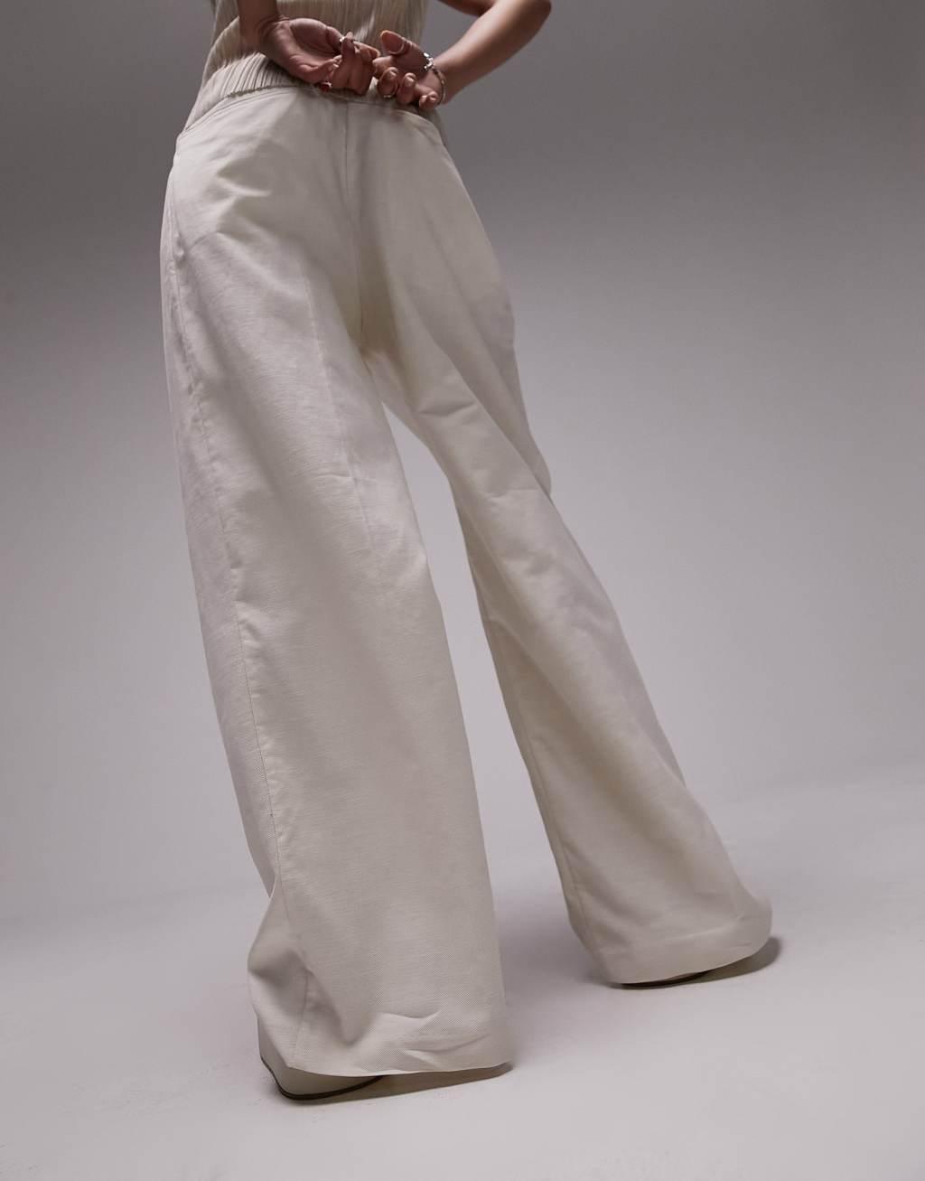 Topshop linen-blend wide leg pants Product Image