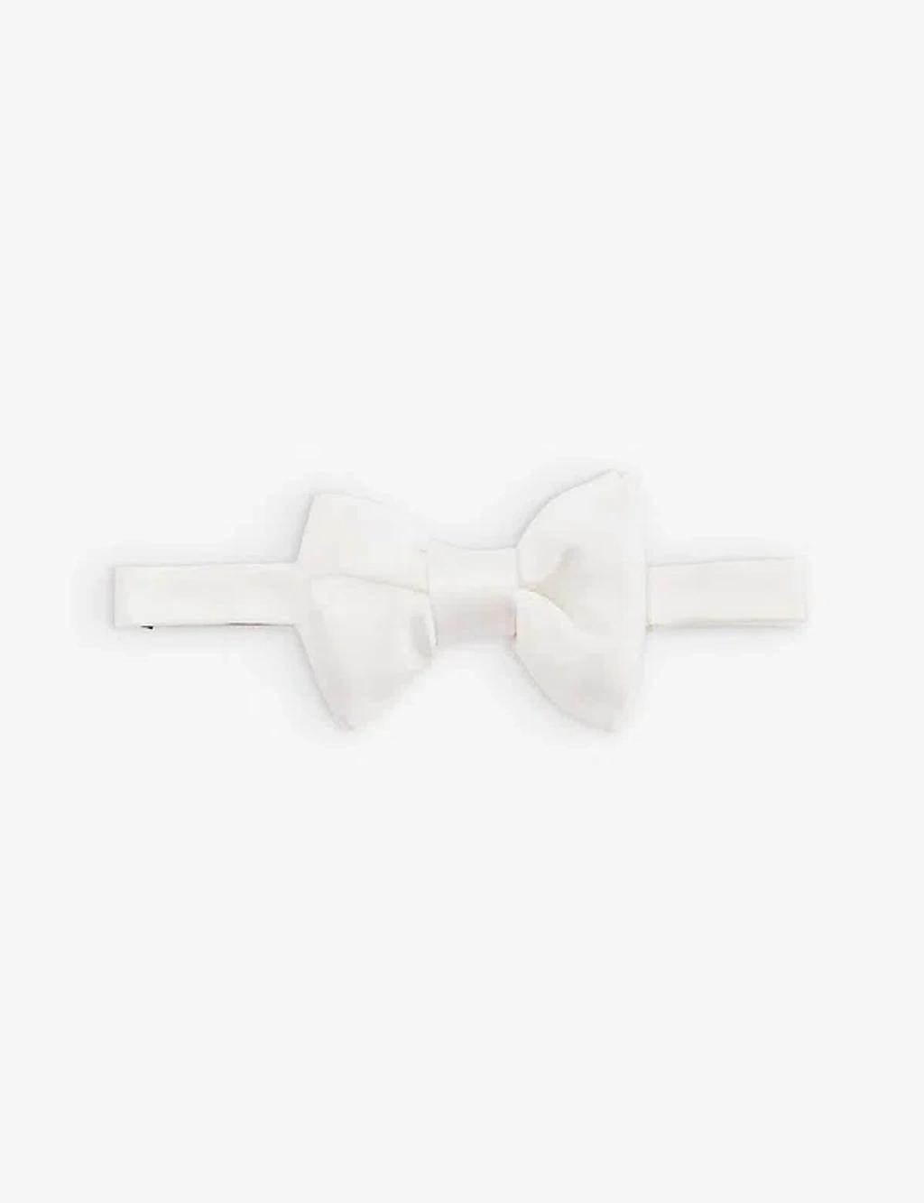 TOM FORD Mens Optical White Pre-tied Silk Bow Tie Product Image