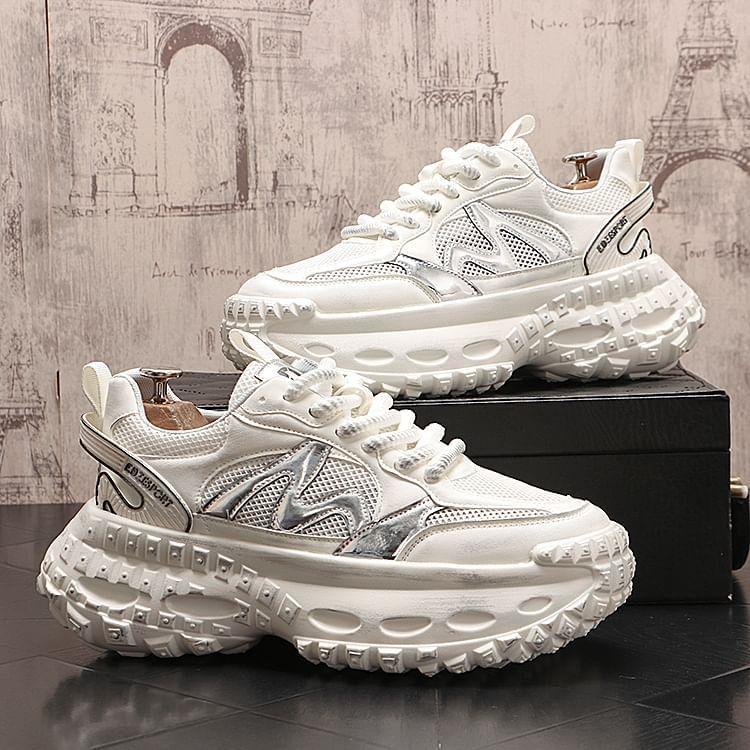 Lettering Mesh Platform Chunky Sneakers Product Image
