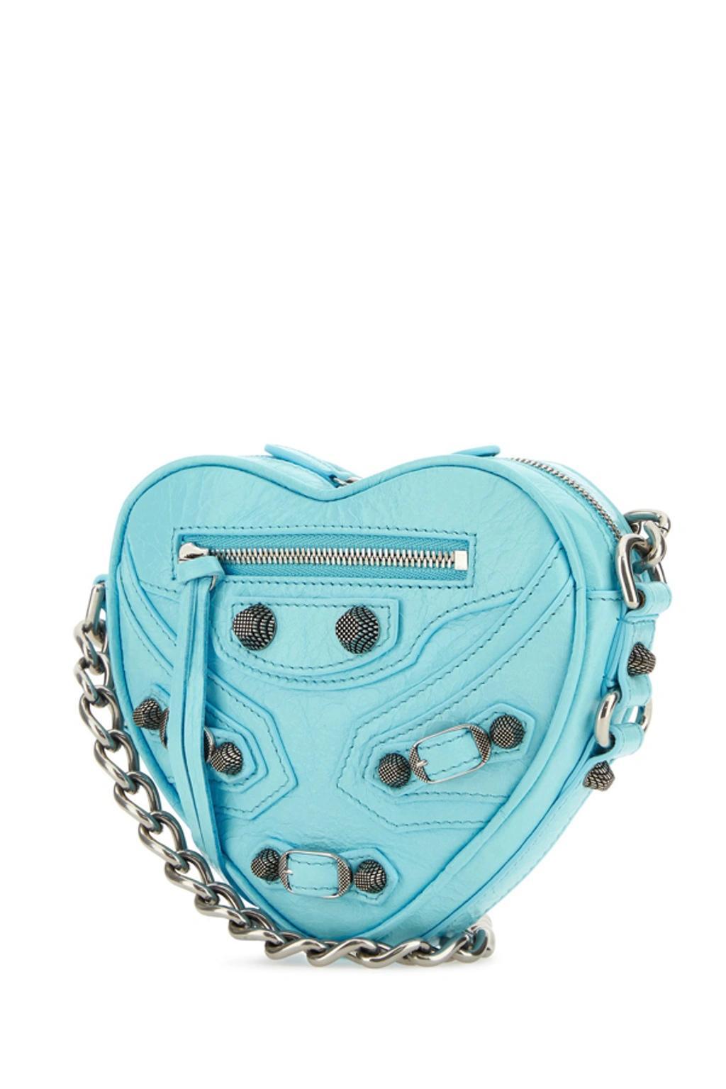 BALENCIAGA Mini Le Cagole Heart Crossbody Bag In Blue Product Image