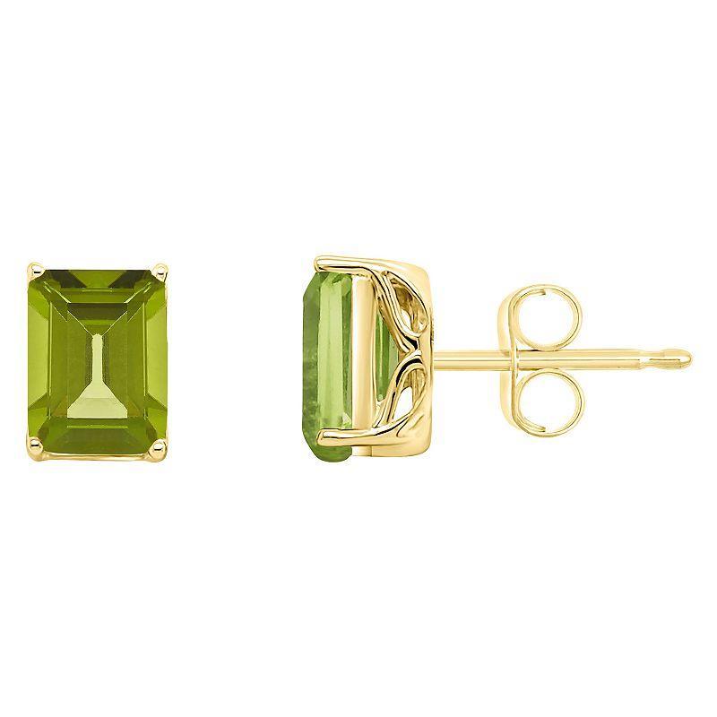 Alyson Layne 14k Gold Emerald Cut Peridot Stud Earrings, Womens, 14k White Gold Product Image