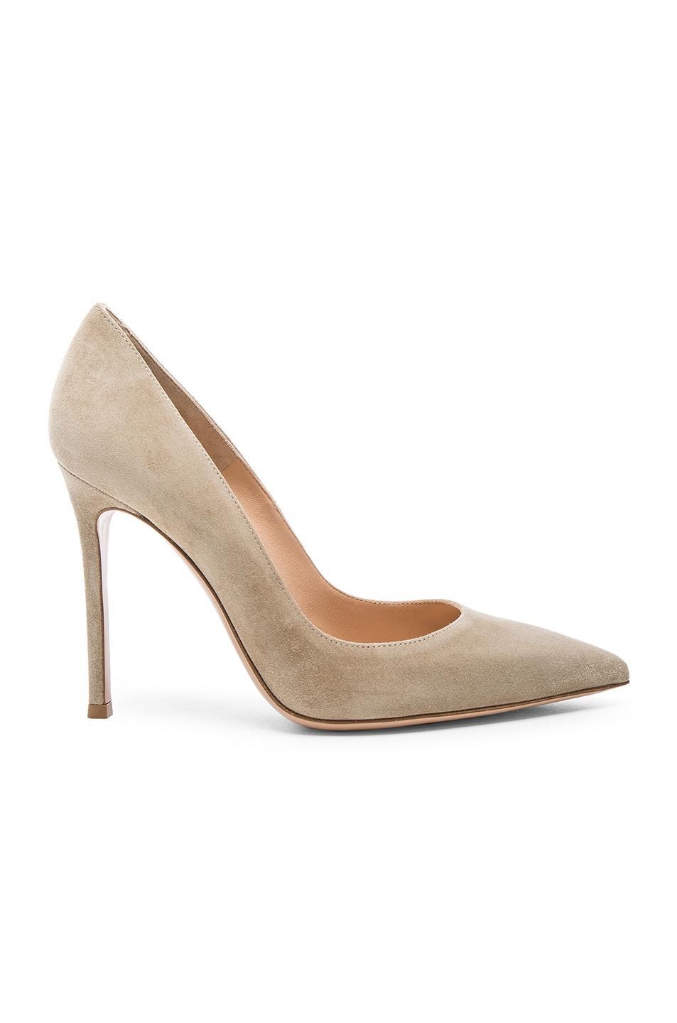 Gianvito Rossi Suede Gianvito Heels in Neutral Product Image