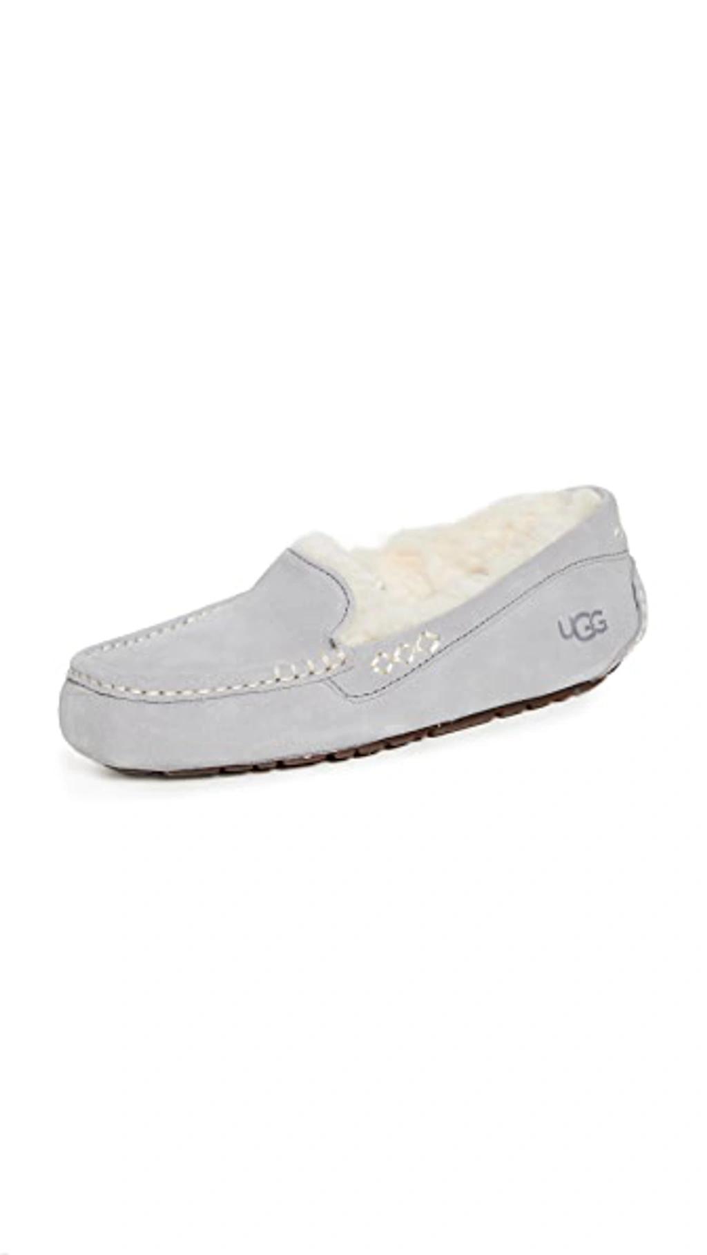 UGG Ansley Womens Suede Comfy Moccasin Slippers In Light Grey Product Image