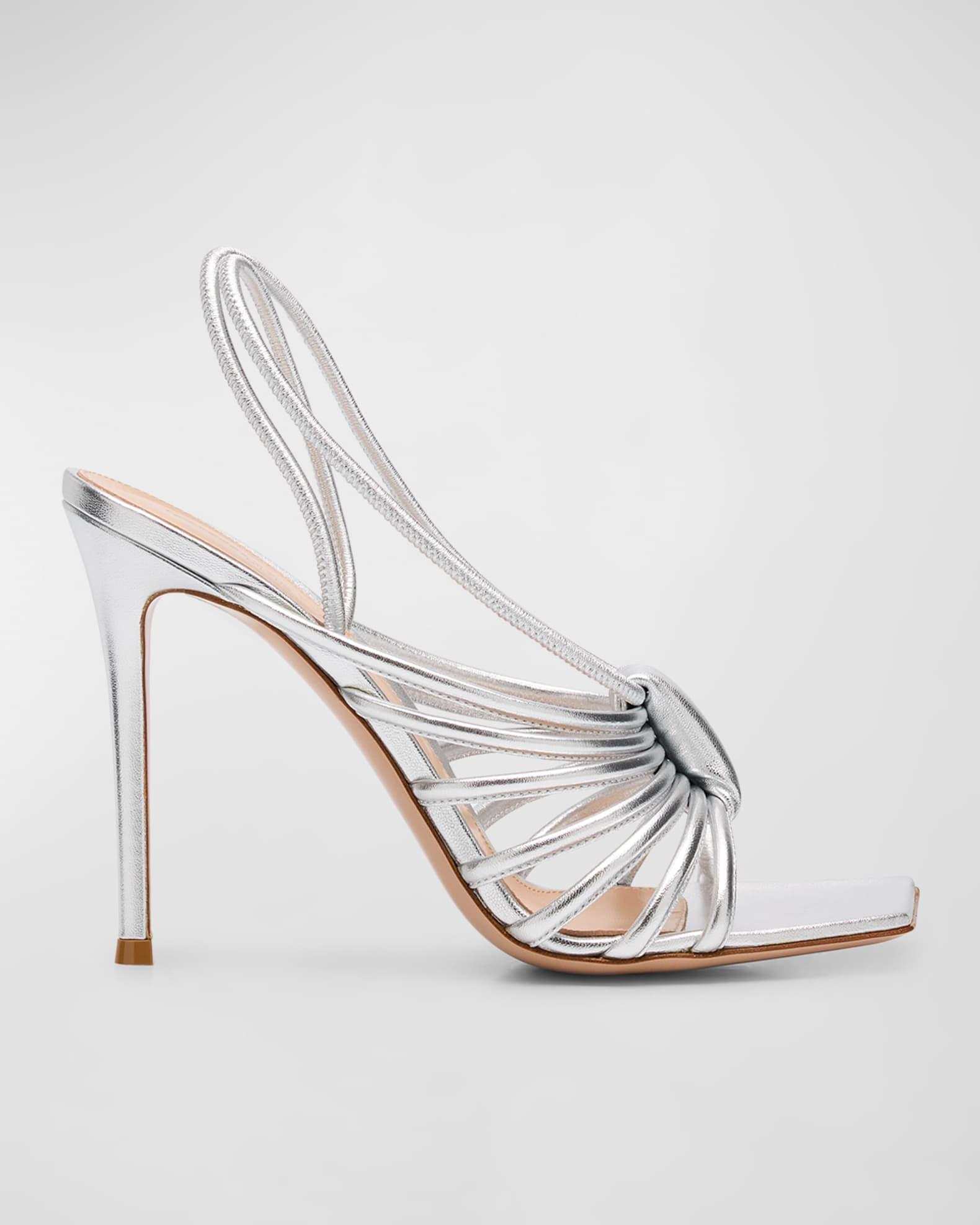 Metallic Strappy Caged Slingback Sandals Product Image