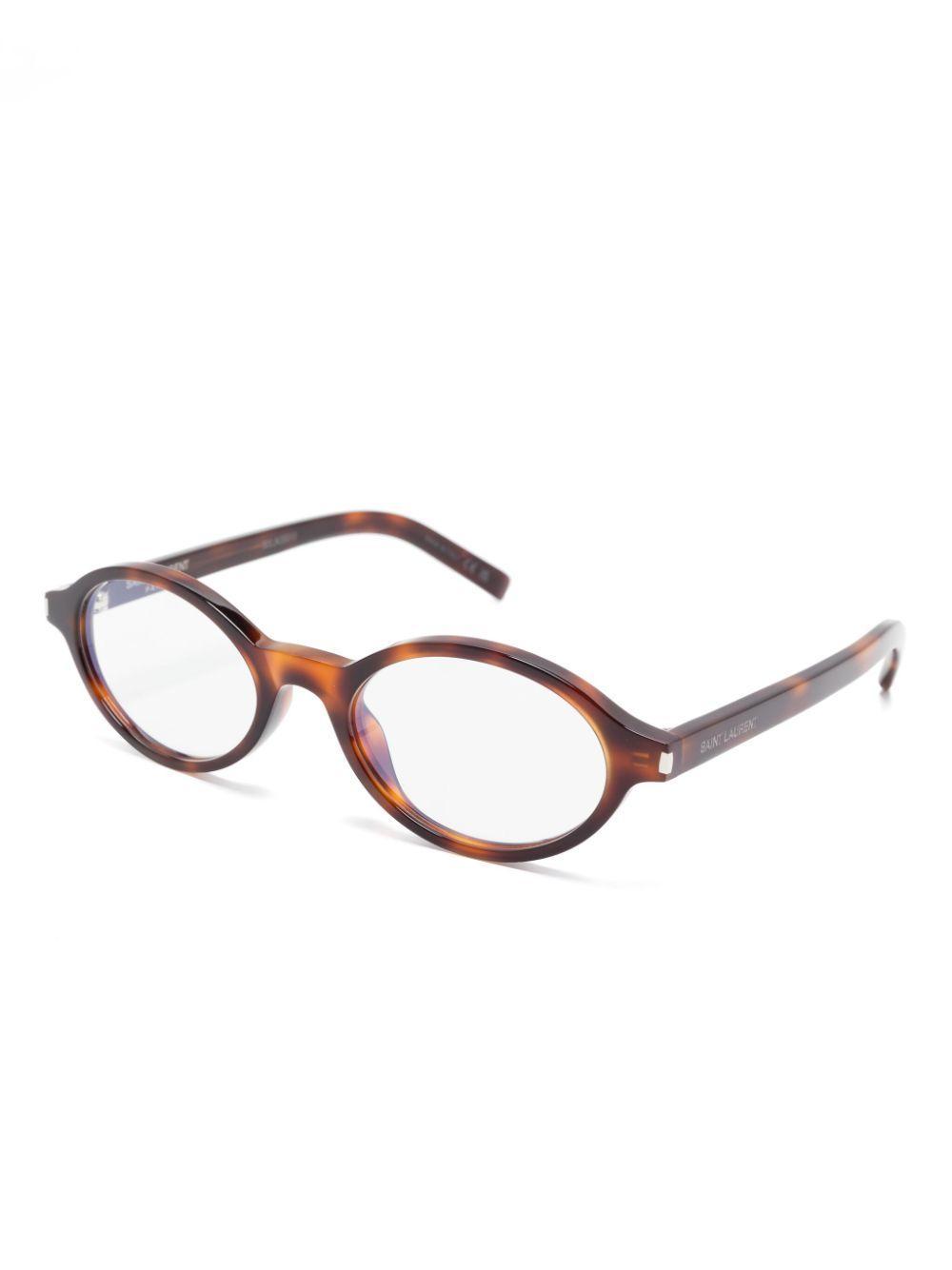 SAINT LAURENT Jeanne Oval-framed Acetate Glasses In Brown Product Image