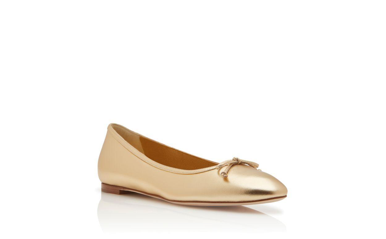 VERALLIM Gold Nappa Leather Ballerina Flats Product Image