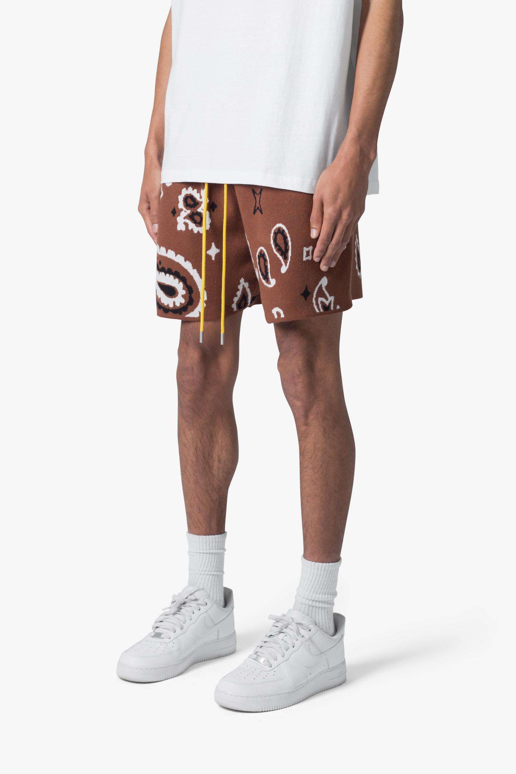 Paisley Knit Shorts - Brown Product Image