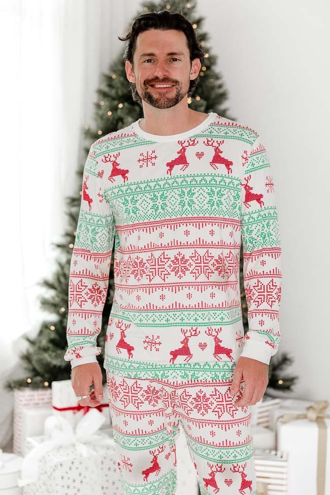 Sleigh All Day Men Red and Green Fair Isle Pajama Top FINAL SALE Male Product Image